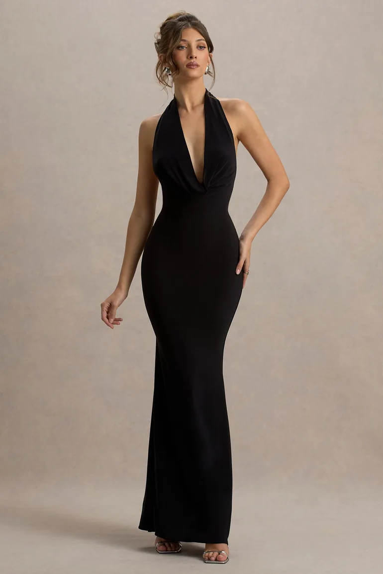 black fishtail bridesmaid dresses GRACE FISHTAIL GOWN – Black – Norma Kamali main image 0