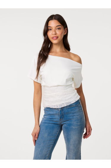 Slinky Puffball Top With Lace