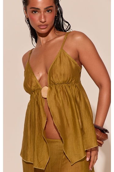 Olive Split Hem Resin Trim Beach Top