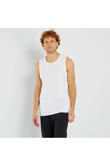Plain sleeveless pyjama top White