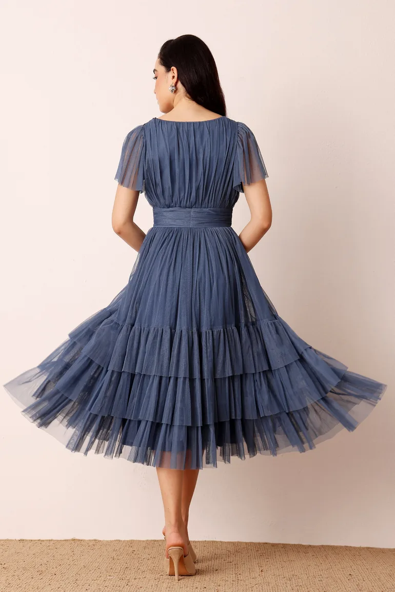 Madison Ethereal Blue Midi Bridesmaid Dress Lace & Beads Blue : Evening  Dresses : VogaCloset United Arab Emirates