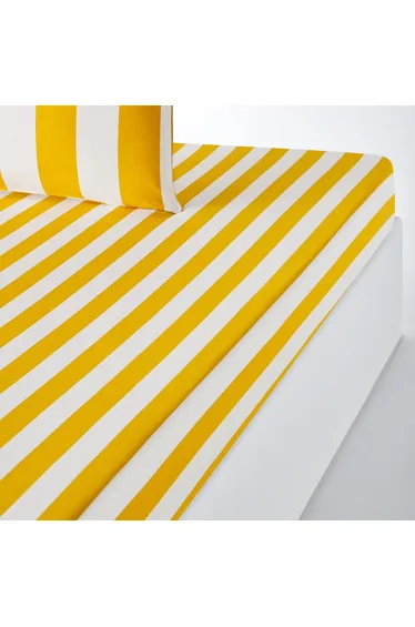 شرشف سرير قطن مخطط بحواف مطاطية