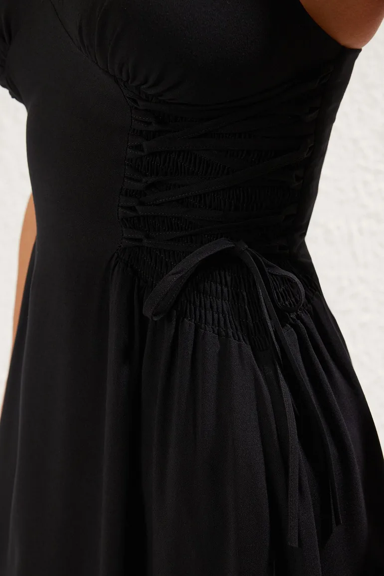 Black*001 Floral Relaxed Maxi Woven 100% Viscose Dress - 7