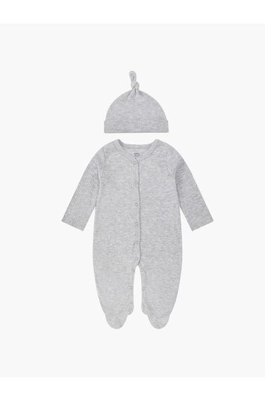 Baby Ribbed Footed Onesie and Soft Hat Set