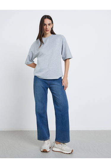 Women Grey Terry Boxy Fit T-Shirt