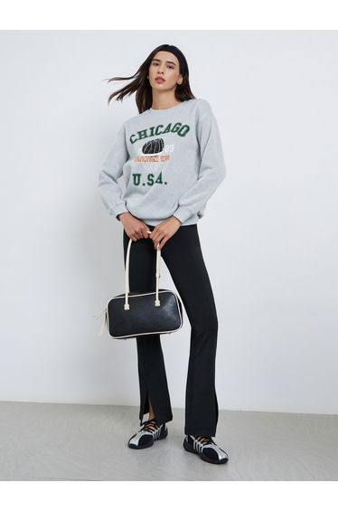 Grey Chicago Graphic Regular Fit Sweatshirt