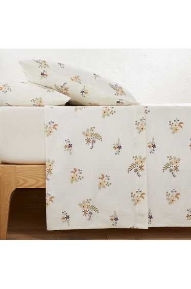 VÃ©ra Floral Cotton / Linen Flat Sheet