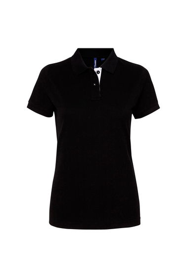 Asquith & Fox Womens/Ladies Short Sleeve Contrast Polo Shirt - Black/White