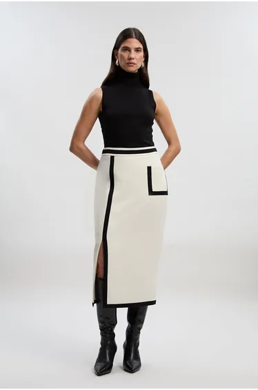 Compact Stretch Tipped Tailored Pencil Skirt