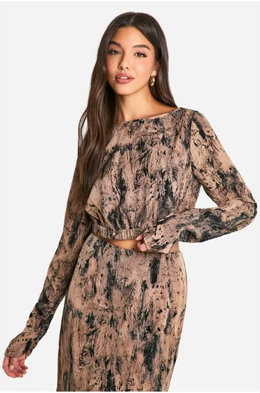 Tonal Tie Dye Relaxed Fit Woven Crop