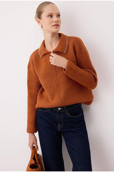 Tile Pearl Wide Pattern Knitwear Cardigan