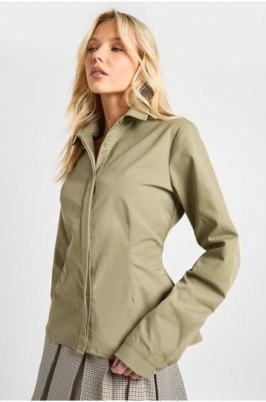 Twill Fitted Shirt - khaki