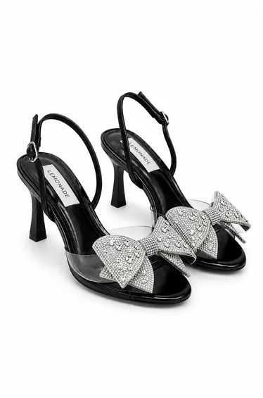 Lemonade Crystal Jelly Bow Heels Black