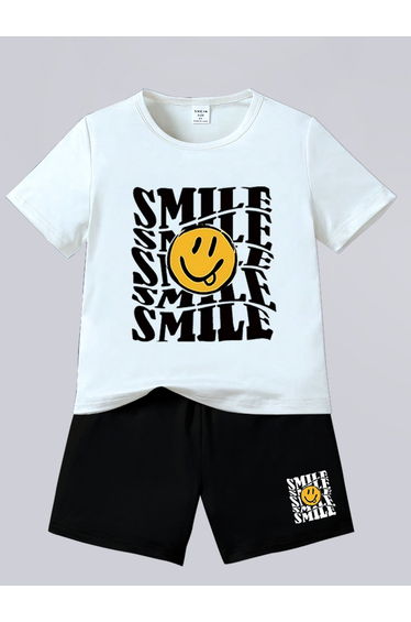 Boy Graphic Print T-Shirt with Shorts Set