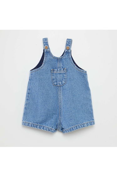 Dungaree shorts with breast pocket BLUE