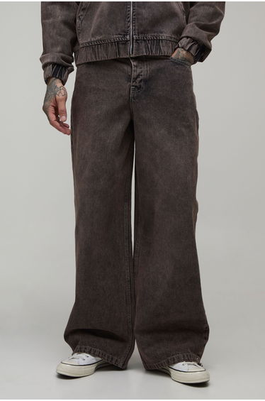 Tall Parachute Fit Washed Jeans - mocha