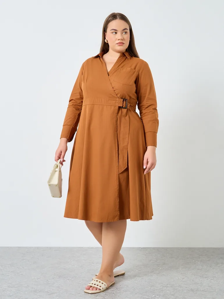 plus size brown wrap dress Coast Women's Plus Satin Pleat Front Midi Wrap Dress in Rose
