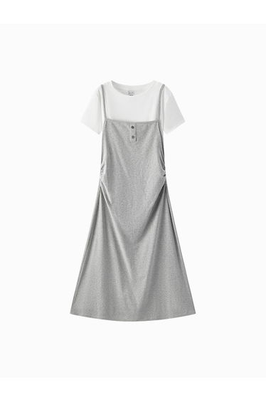Women's Sleeveless Strap Dress with Inner T-Shirt