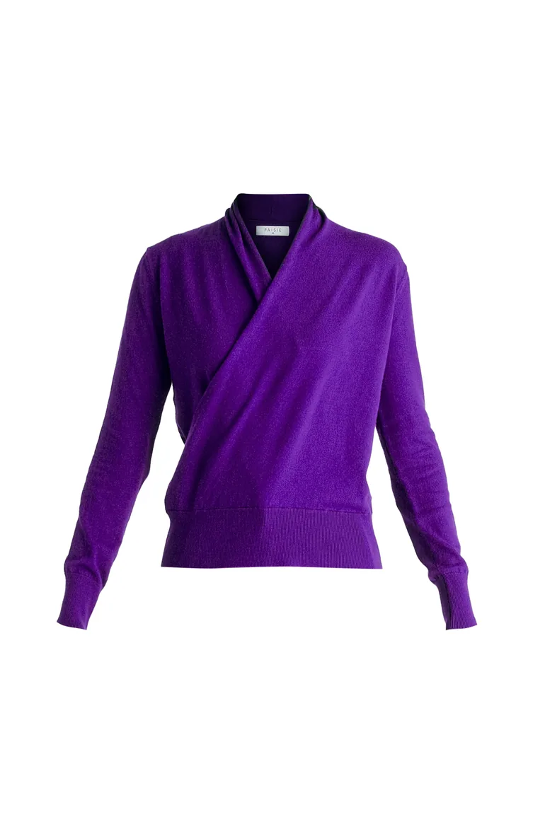 Long Sleeve Knitted Wrap Top - 4