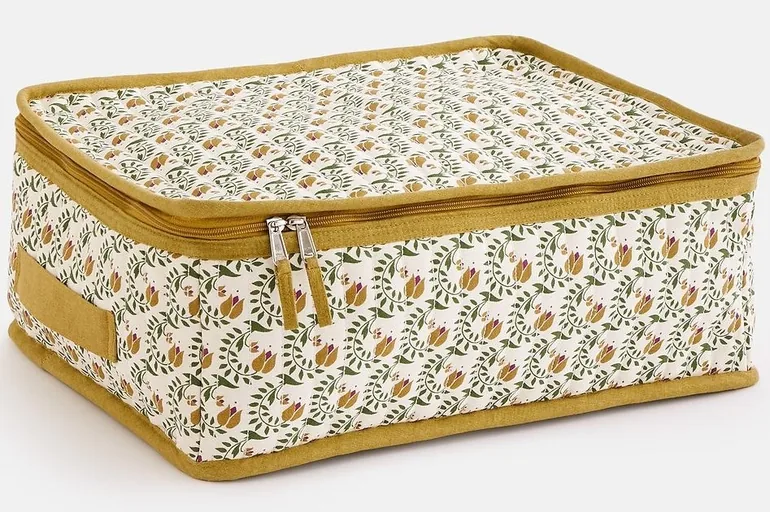 Sivali Cotton Quilted Storage Bag, Height 17.5cm
