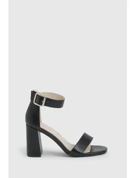 Wide Fit Buckle Detail 2 Part Block Heels - black - 2
