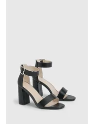 Wide Fit Buckle Detail 2 Part Block Heels - black - 1