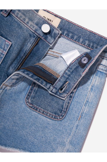 Girls Lucy Blocked High Rise Shorts in Blue product thumbnail 4