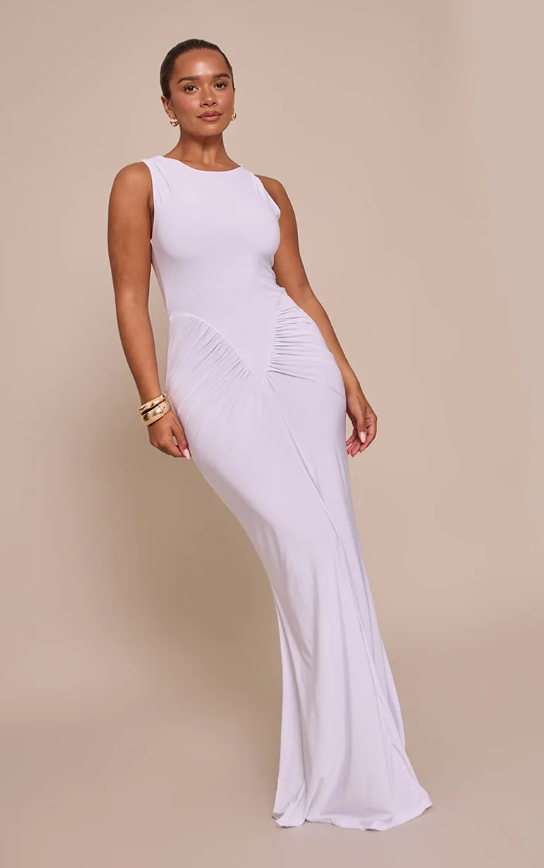 Shape white Sleeveless Ruched V Waist Maxi Dress Prettylittlething : Bridal  Dresses : VogaCloset Bahrain