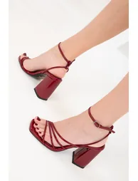 Claret Red Patent Leather Women's Classic Heeled Shoes 20282 - 2