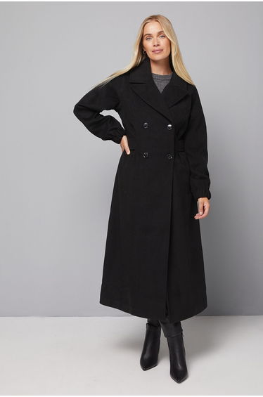 Petite Bellow Sleeve Double Breasted Coat