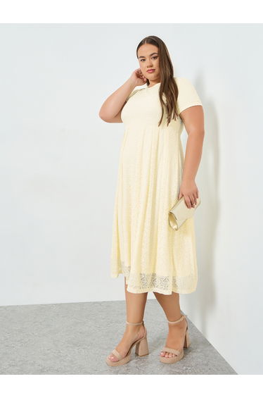 Plus Size Lace Insert Midi Dress