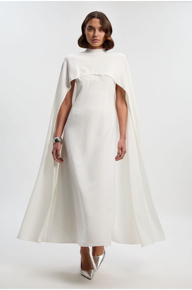 Tailored Cape Detail Maxi Dress