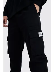 Elastic Waist Slim Fit Buckle Cargo Jogger - black - 2