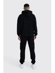 Elastic Waist Slim Fit Buckle Cargo Jogger - black - 1