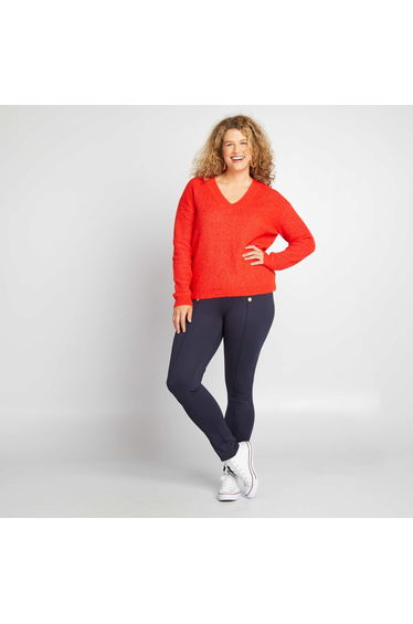 Leggings with gold-coloured buttons BLUE