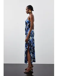 Petite Satin Floral Devore Woven Strappy Midaxi Dress - 2