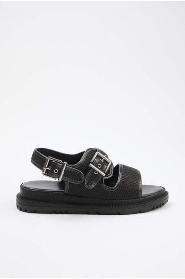Black Double-Strapped Women's Sandals