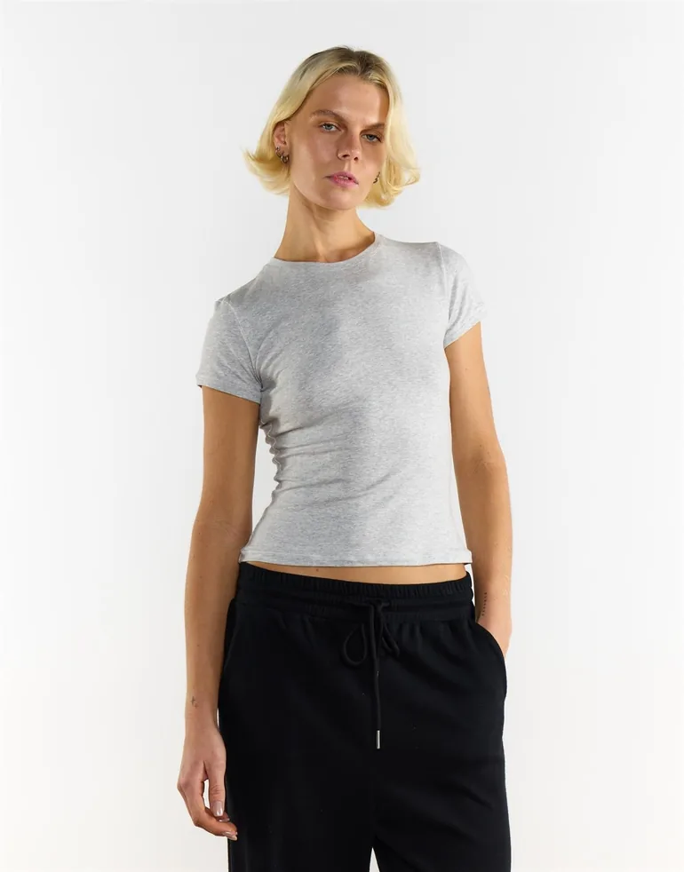 Light Grey Marl Fitness Short Sleeve Top - 3