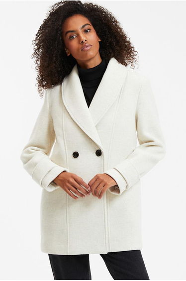 Recycled Winter Pea Coat, Mid-Length with Button Fastening