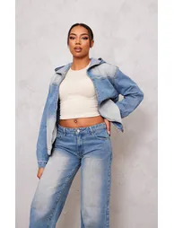 جاكيت دينيم بتصميم واسع بسحاب بهودي - طويلات القامة