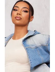 جاكيت دينيم بتصميم واسع بسحاب بهودي - طويلات القامة - 3