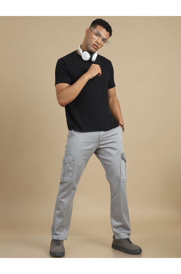 Men Grey Smart Slim Fit Cargo Pants