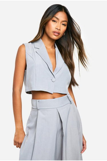 Marl Tailored Cropped Waistcoat
