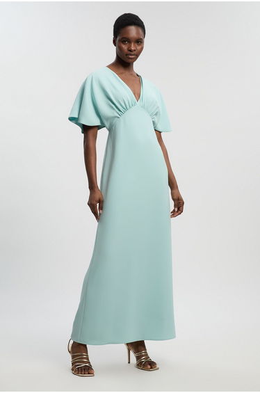 Soft Tailored Waterfall Sleeve Maxi Dress