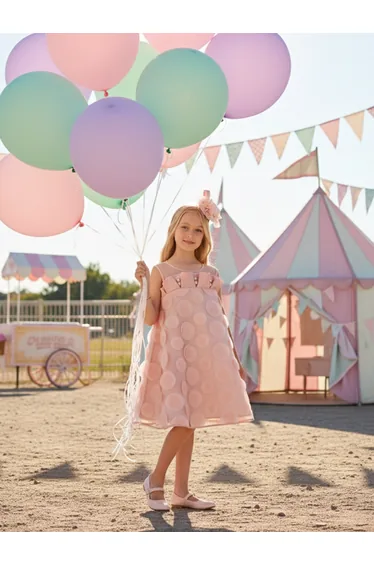 Dress & Fleur Girls Occasion Dress with Headband in Pink