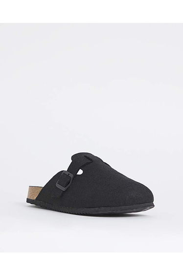 Felt Buckle Mule Slipper Wide