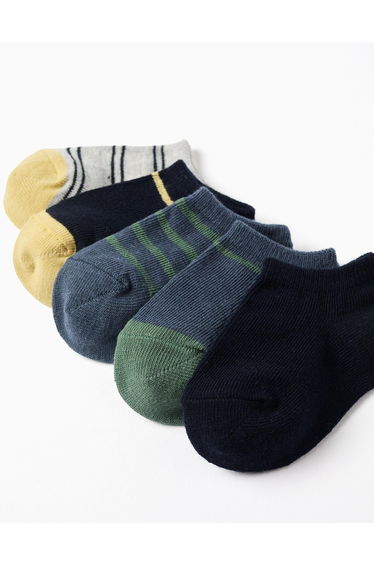 Pack of 5 ankle socks with contrasting details for baby boys, multicolour