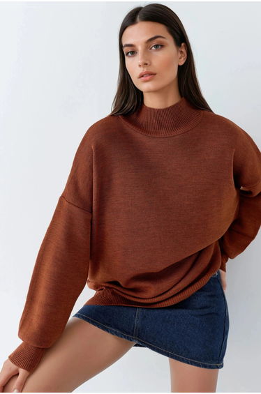 MY FASHION Oversized Half Turtleneck Knit Sweater