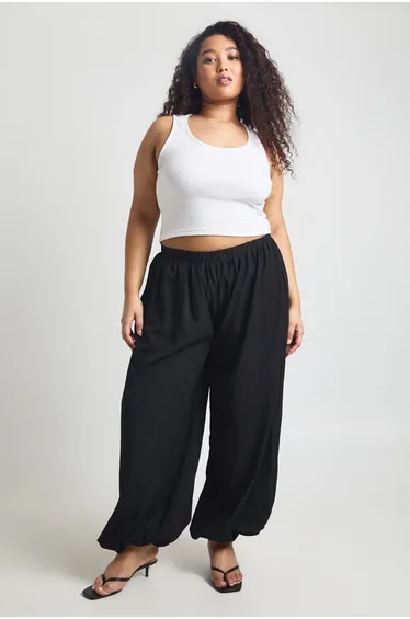 Plus Peached Balloon Trouser - black