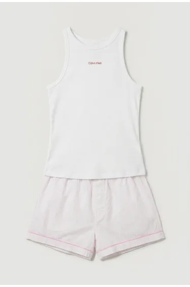 Cotton Poplin V Day Tank Short Set Classic Wht W Echo Stripe Classic